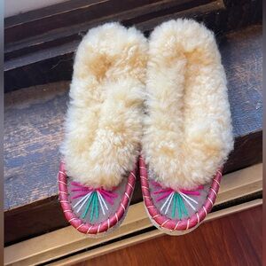 Fuzzy, moccasin slippers!